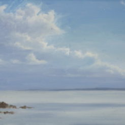 Late Afternoon, Rabbit Island, oil on panel, 6"x9"