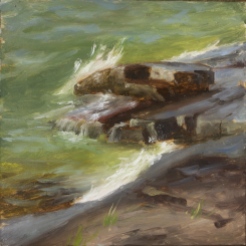 Lake Superior Greens, oil on panel, 5"x7"